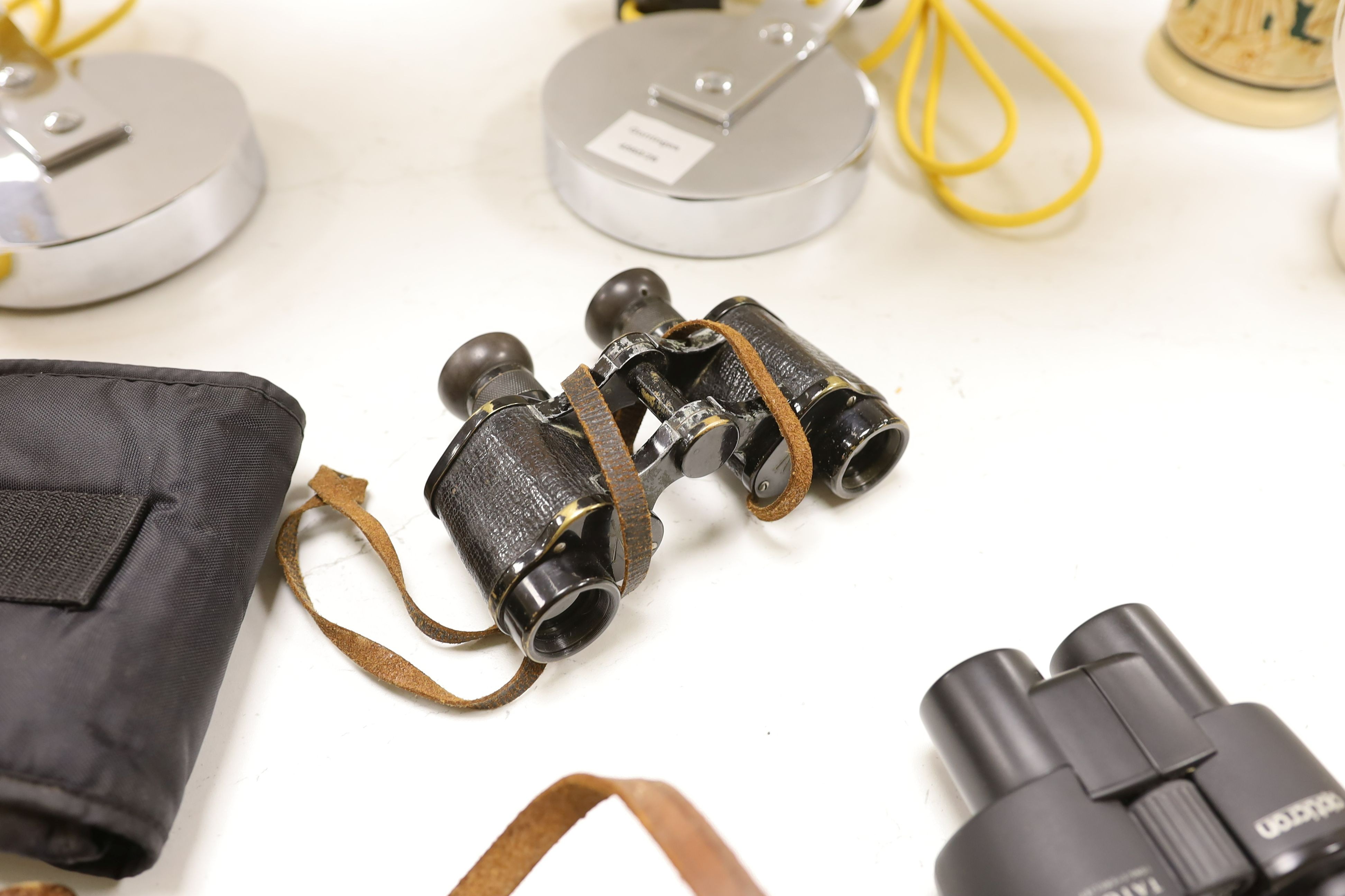 A pair of Taiga binoculars, various cameras etc.
